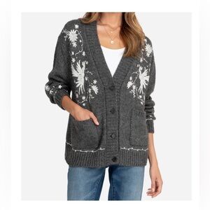 Johnny Was Ave Paraiso Women's Gray Cardigan Sweater Sz
